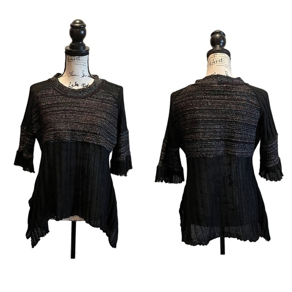 Altar’d State Crochet Sweater Black Size Medium Whimsical Hi Lo Gothic - Picture 10 of 10